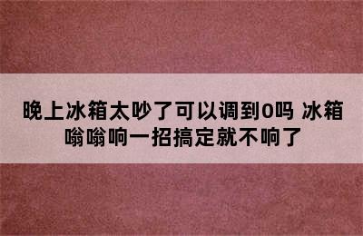 晚上冰箱太吵了可以调到0吗 冰箱嗡嗡响一招搞定就不响了